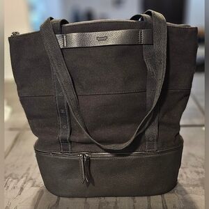 HAMMITT MANHATTAN BEACH TOTE in Black Canvas & Leather NWOT